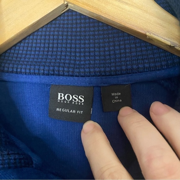 Hugo Boss Blue Button Up Pullover Top Men's Size M - Picture 3 of 6